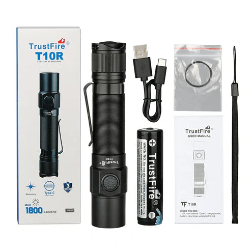 TrustFire T10R Rechargeable Flashlight 1800 Lumens-UKtrustfire