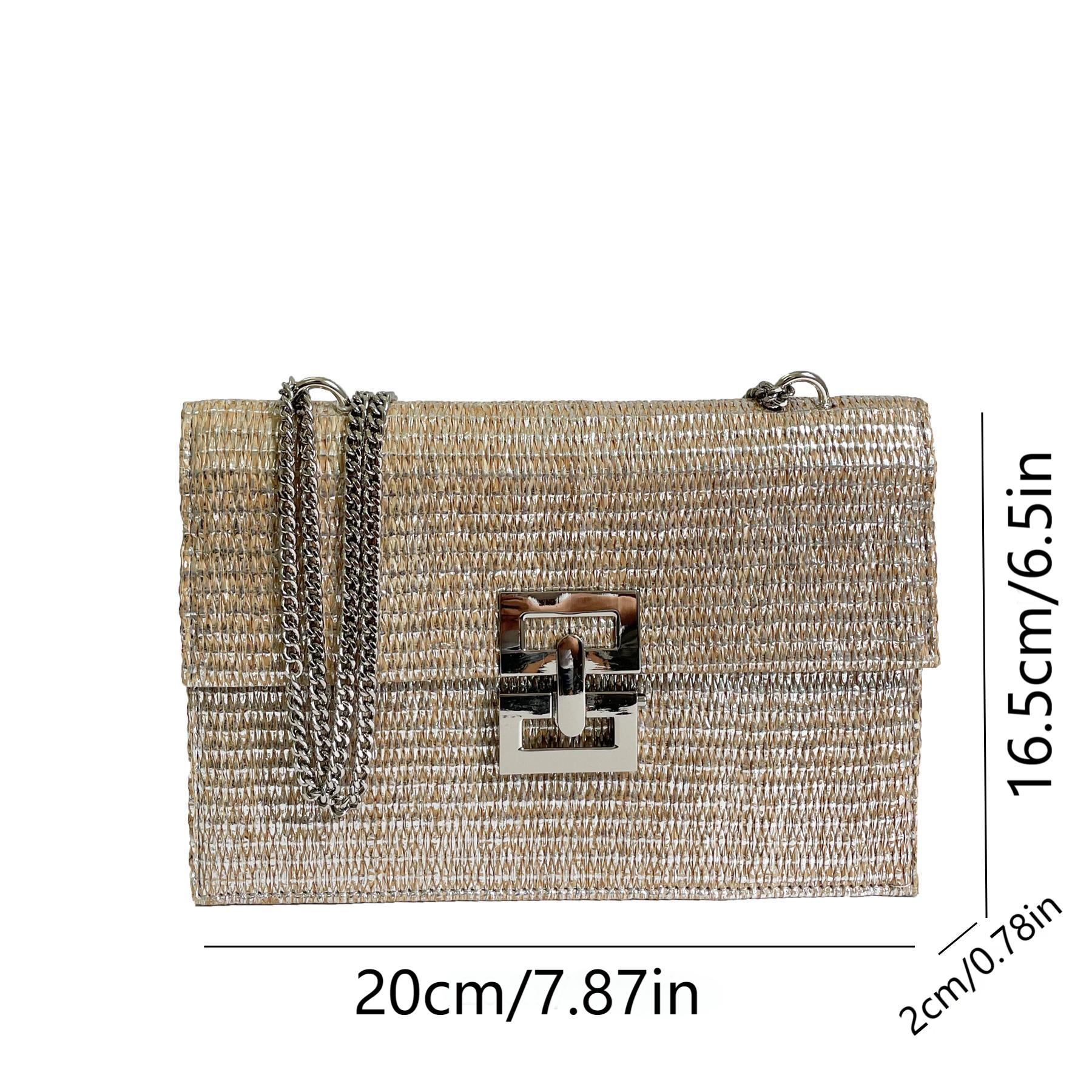 Philomena Twist-Lock Flap Woven Shoulder Bag