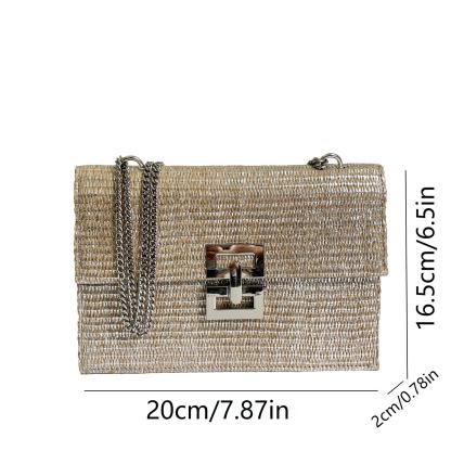 Philomena Twist-Lock Flap Woven Shoulder Bag