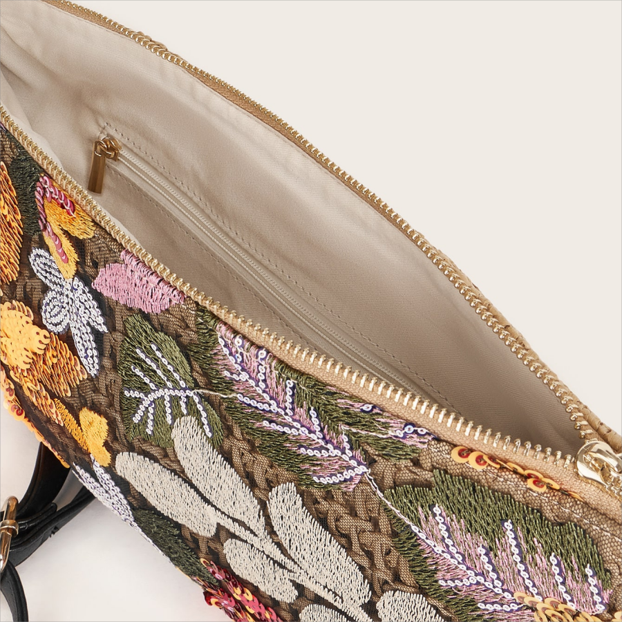 Philomena Chic Vintage-Inspired Clutch with Sparkling Sequin Floral Design, Detachable Wrist Strap - Perfect for Parties, Weddings, Beach & Travel