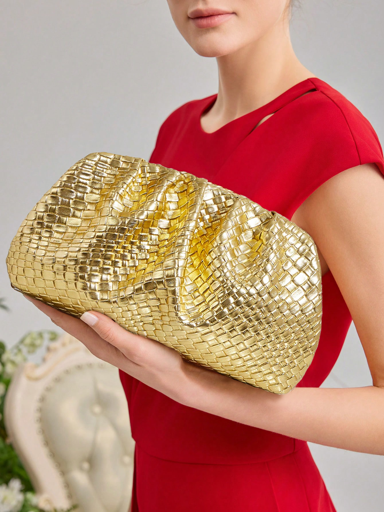 Philomena Fashion PU Leather Clutch Bag - Women's Solid Color Pleated Evening Cloud Pouch with Magnetic Closure, Fashion Accessory for Dinners, Weddings, Dates, and Parties - Guangzhou Production Area