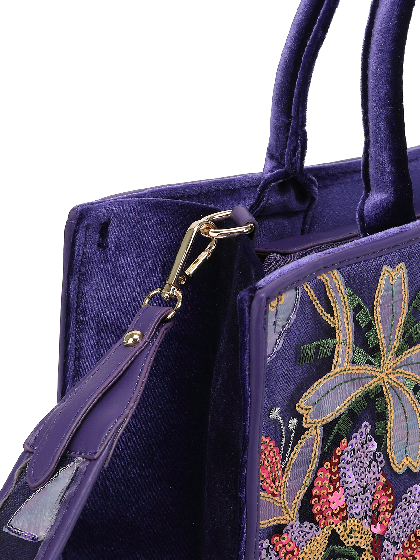 Philomena Floral Embroidery and Shiny Sequins Decorate Handbag