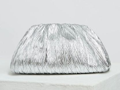 Philomena Elegant Shimmering Pleated Cloud Clutch: Perfect for Parties, Dates, Cocktails, Graduations - Lightweight and Stylish