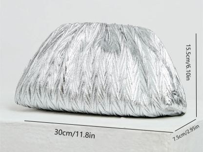 Philomena Elegant Shimmering Pleated Cloud Clutch: Perfect for Parties, Dates, Cocktails, Graduations - Lightweight and Stylish