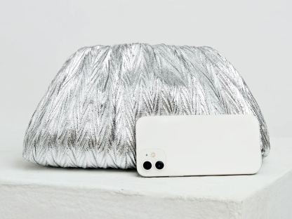Philomena Elegant Shimmering Pleated Cloud Clutch: Perfect for Parties, Dates, Cocktails, Graduations - Lightweight and Stylish