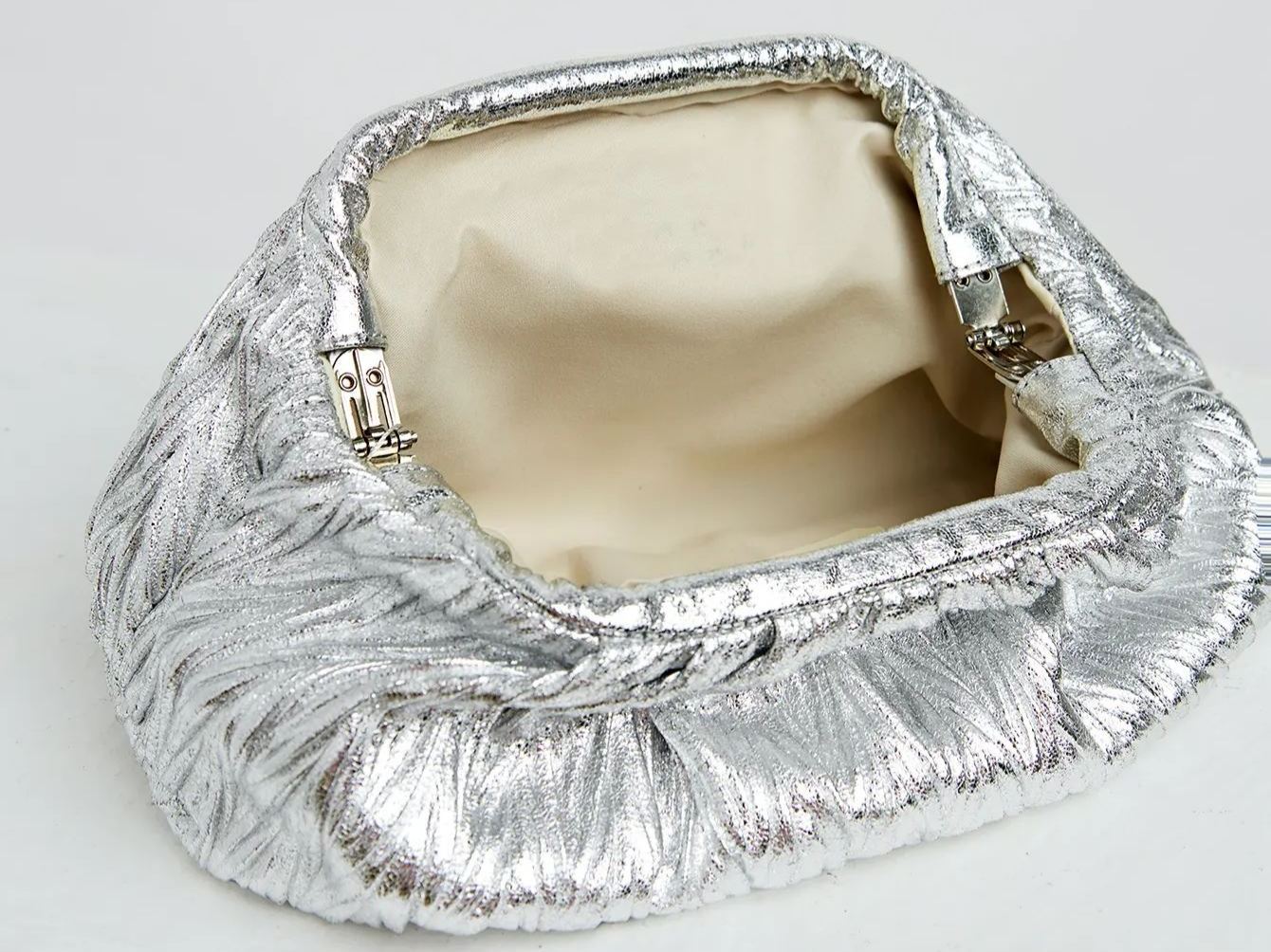 Philomena Elegant Shimmering Pleated Cloud Clutch: Perfect for Parties, Dates, Cocktails, Graduations - Lightweight and Stylish