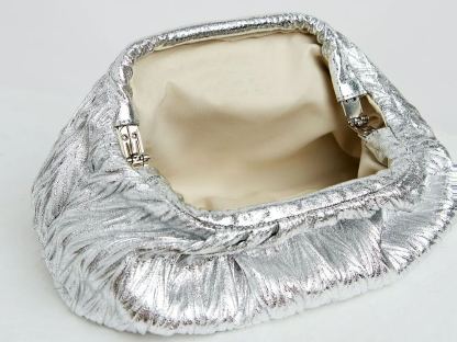 Philomena Elegant Shimmering Pleated Cloud Clutch: Perfect for Parties, Dates, Cocktails, Graduations - Lightweight and Stylish
