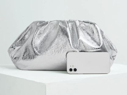 Philomena Elegant Polyester Clutch with Buckle Closure, Solid Color Women's Evening Bag for Parties, Dinners, and Occasions - Lightweight Accessory Without Embellishment, Guangzhou-Origin Elegant Sparkly Pleated Clutch