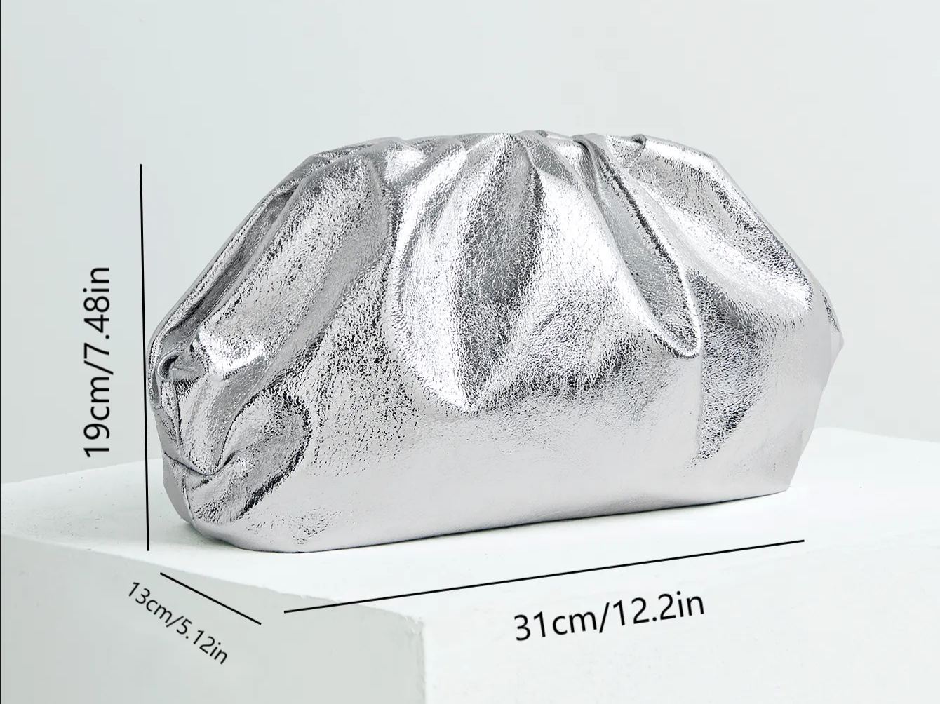 Philomena Elegant Polyester Clutch with Buckle Closure, Solid Color Women's Evening Bag for Parties, Dinners, and Occasions - Lightweight Accessory Without Embellishment, Guangzhou-Origin Elegant Sparkly Pleated Clutch