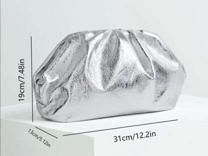 Philomena Elegant Polyester Clutch with Buckle Closure, Solid Color Women's Evening Bag for Parties, Dinners, and Occasions - Lightweight Accessory Without Embellishment, Guangzhou-Origin Elegant Sparkly Pleated Clutch