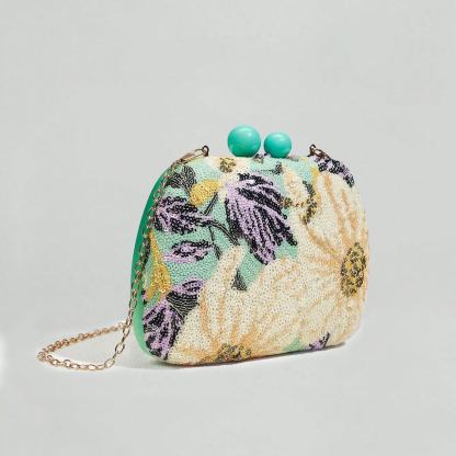Philomena Vintage Beaded Floral Pattern Box Evening Clutch Handbag