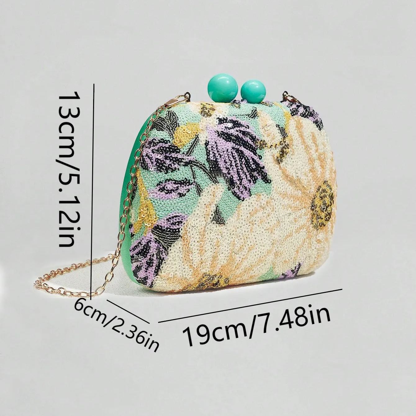 Philomena Vintage Beaded Floral Pattern Box Evening Clutch Handbag