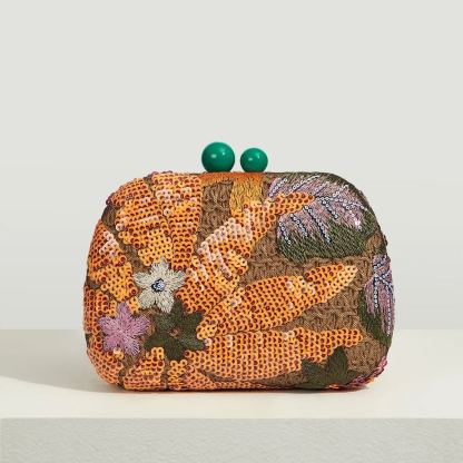 Philomena Vintage Beaded Floral Pattern Box Evening Clutch Handbag