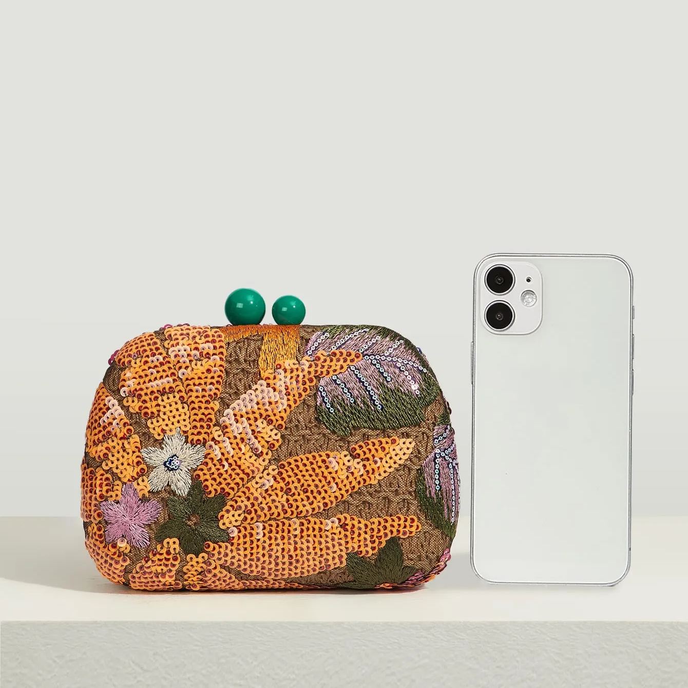 Philomena Vintage Beaded Floral Pattern Box Evening Clutch Handbag