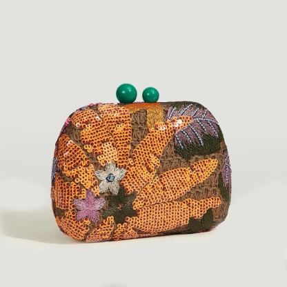 Philomena Vintage Beaded Floral Pattern Box Evening Clutch Handbag