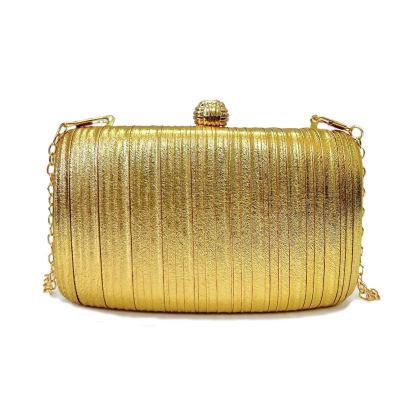 Philomena Gold Shiny Leather Box Clutch Bag