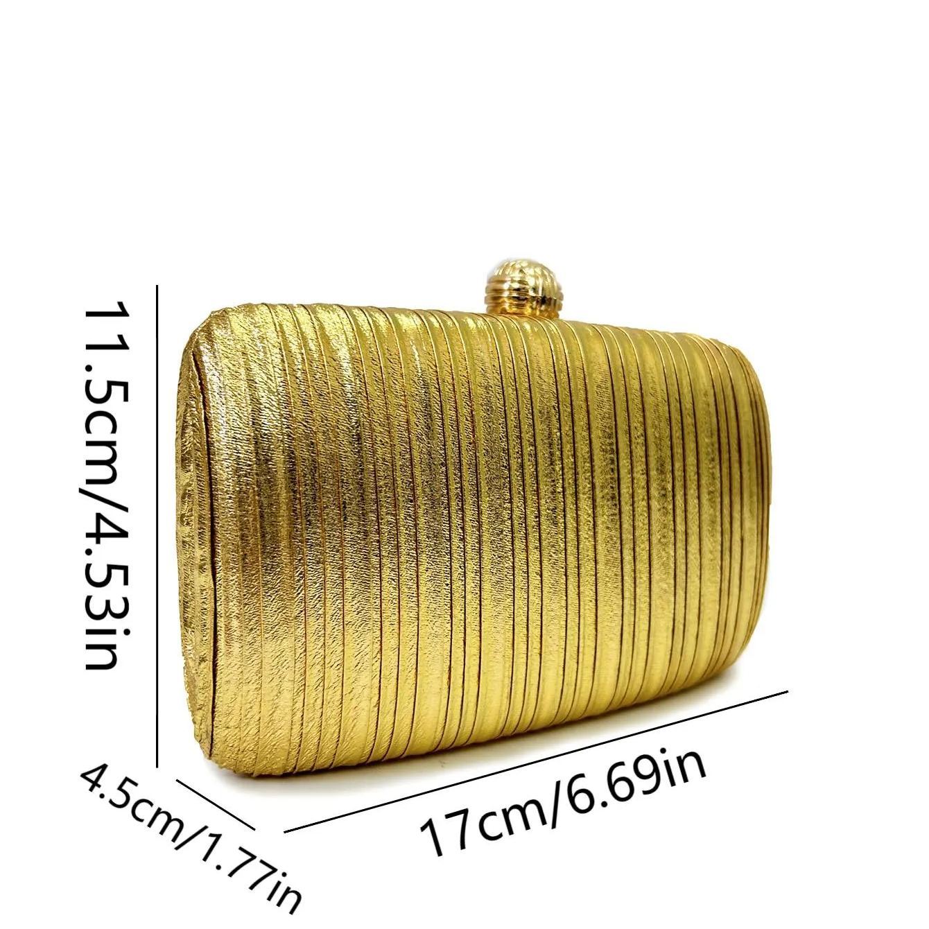 Philomena Gold Shiny Leather Box Clutch Bag