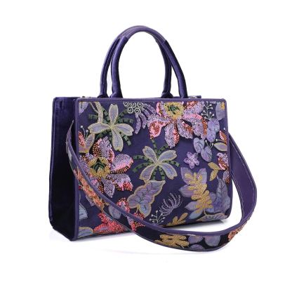 Philomena Floral Embroidery and Shiny Sequins Decorate Handbag