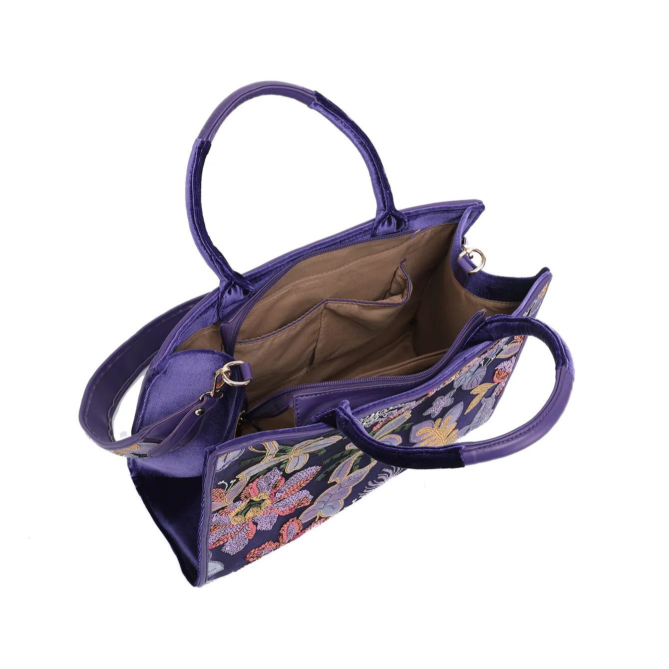 Philomena Floral Embroidery and Shiny Sequins Decorate Handbag
