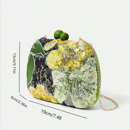 Philomena Vintage Beaded Floral Pattern Box Evening Clutch Handbag