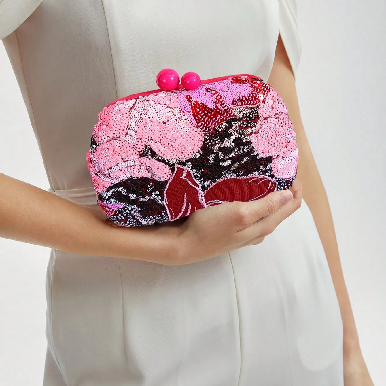 Philomena Vintage Beaded Floral Pattern Box Evening Clutch Handbag