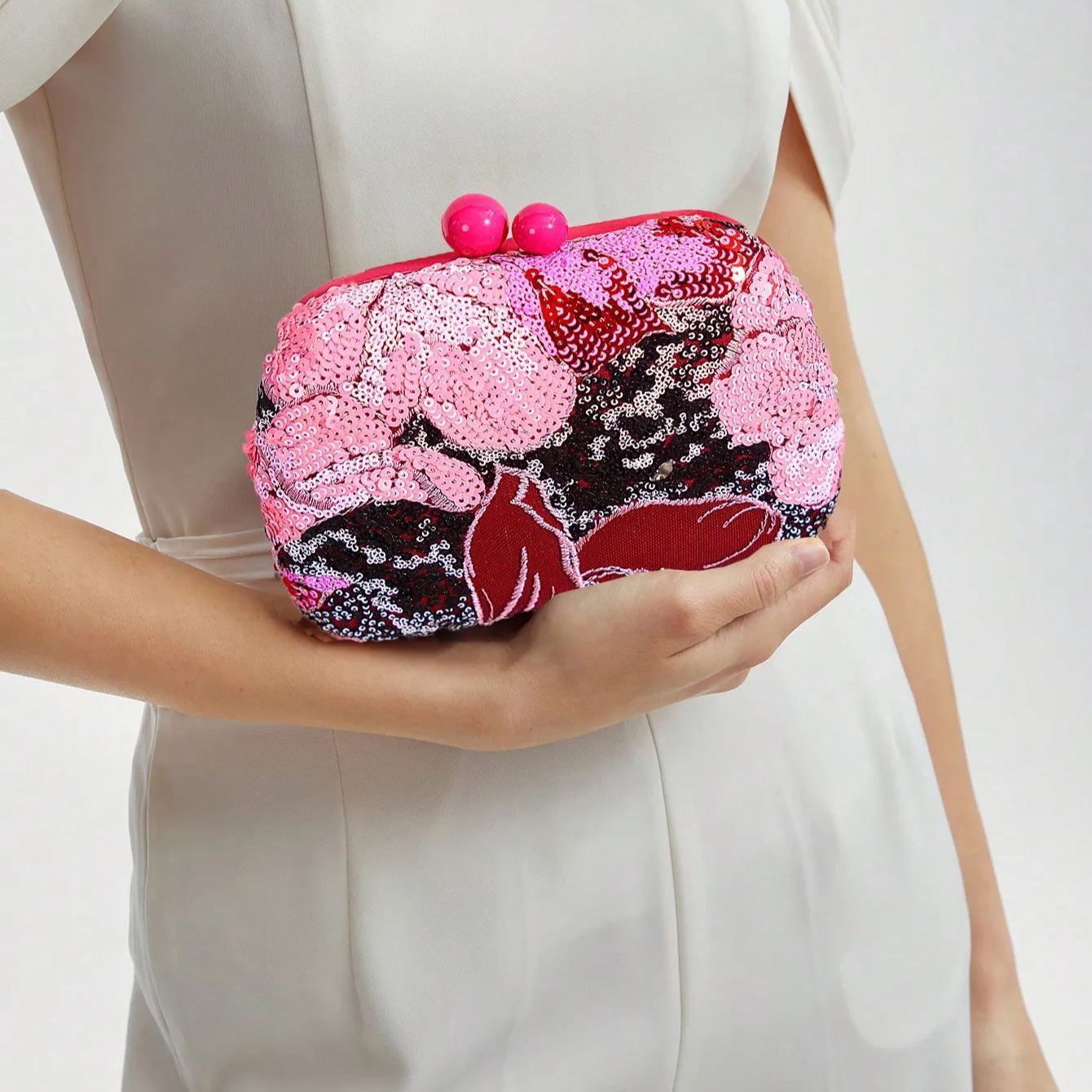 Philomena Vintage Beaded Floral Pattern Box Evening Clutch Handbag