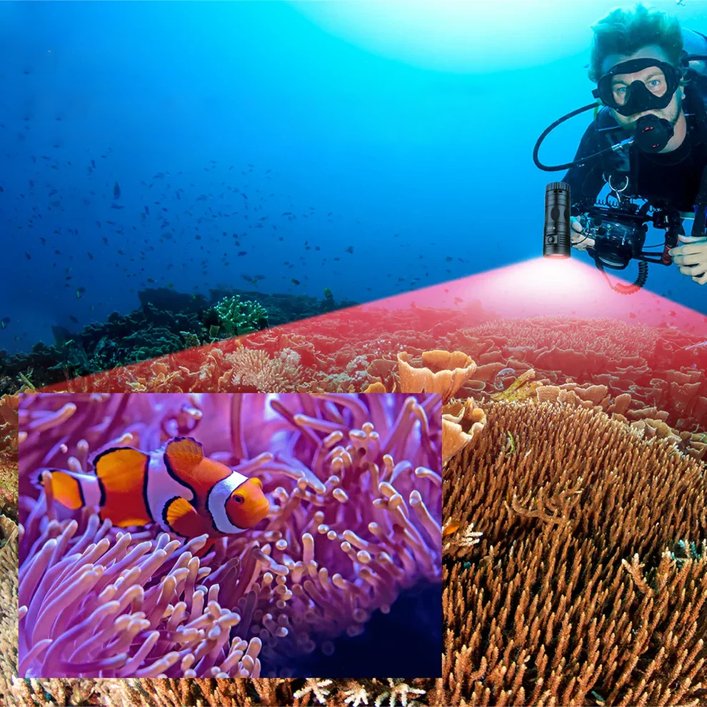 Linterna de buceo Trustfire DF90: linterna de buceo brillante de 15 000 lúmenes, linterna subacuática de 70 m para buceo en cuevas de aguas profundas y fotografía submarina-EStrustfire