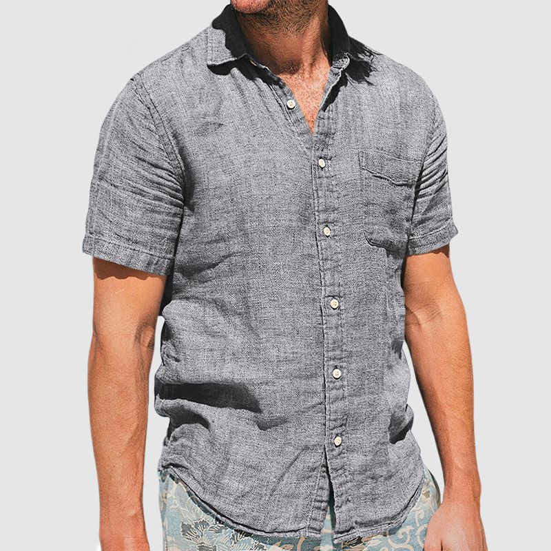 Gentleman's Vacation Soft Two-tone Cotton Linen Shirt