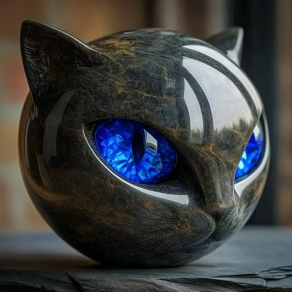 Luxury Black Cat Stone Sculpture – Elegant Home Décor & Gift-Ready Art Piece