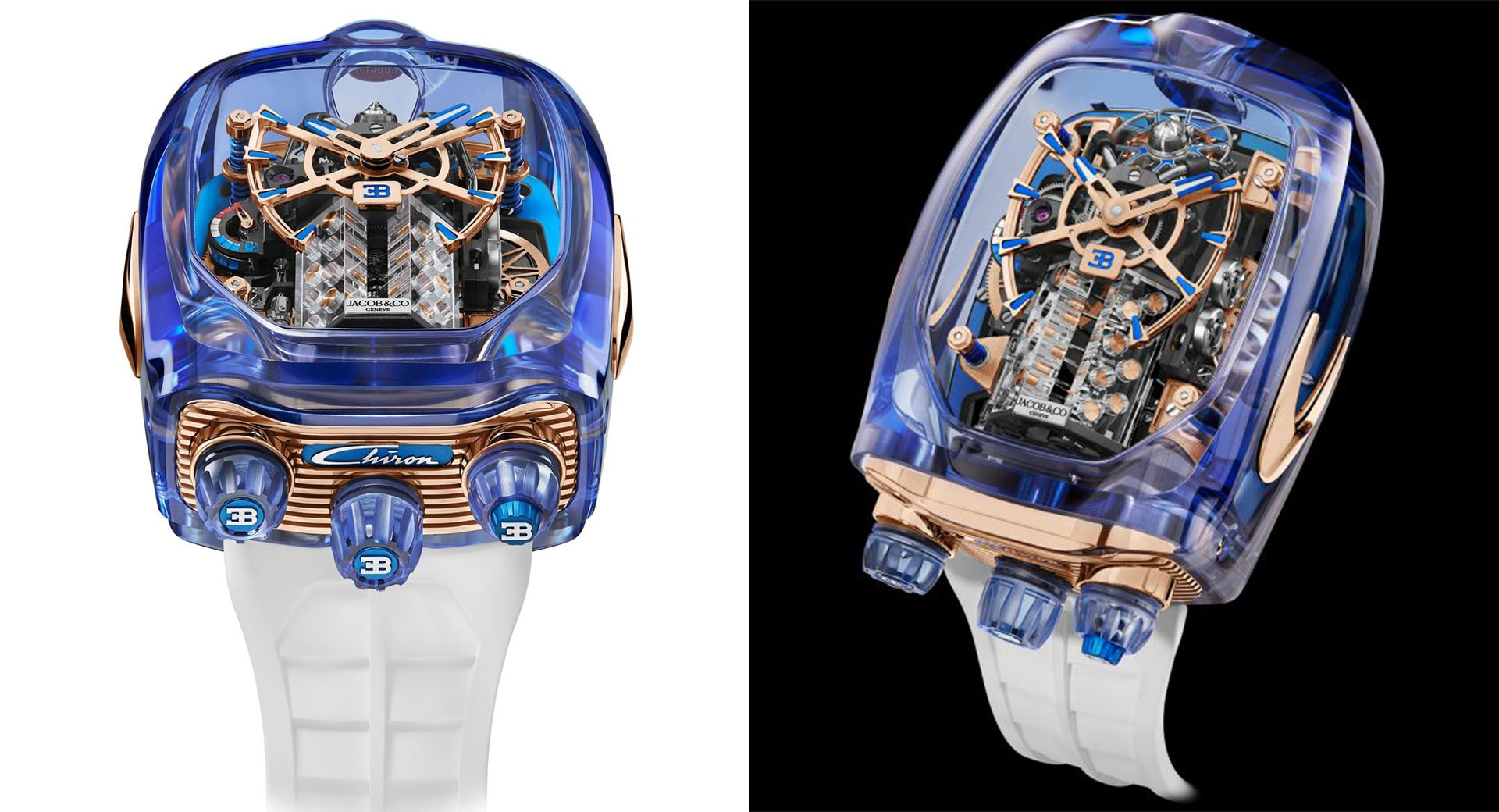 Latest Bugatti Chiron Timepiece From Jacob & Co Has Blue Sapphire Crystal Case, Costs $1.5 Million | Carscoops