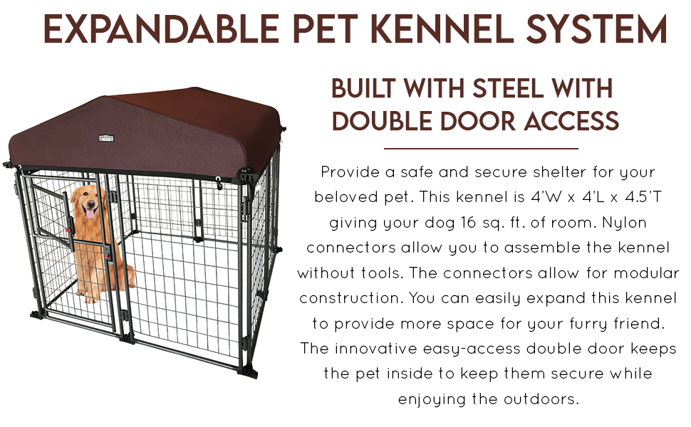 Esta caja para perros viene en un marco soldado