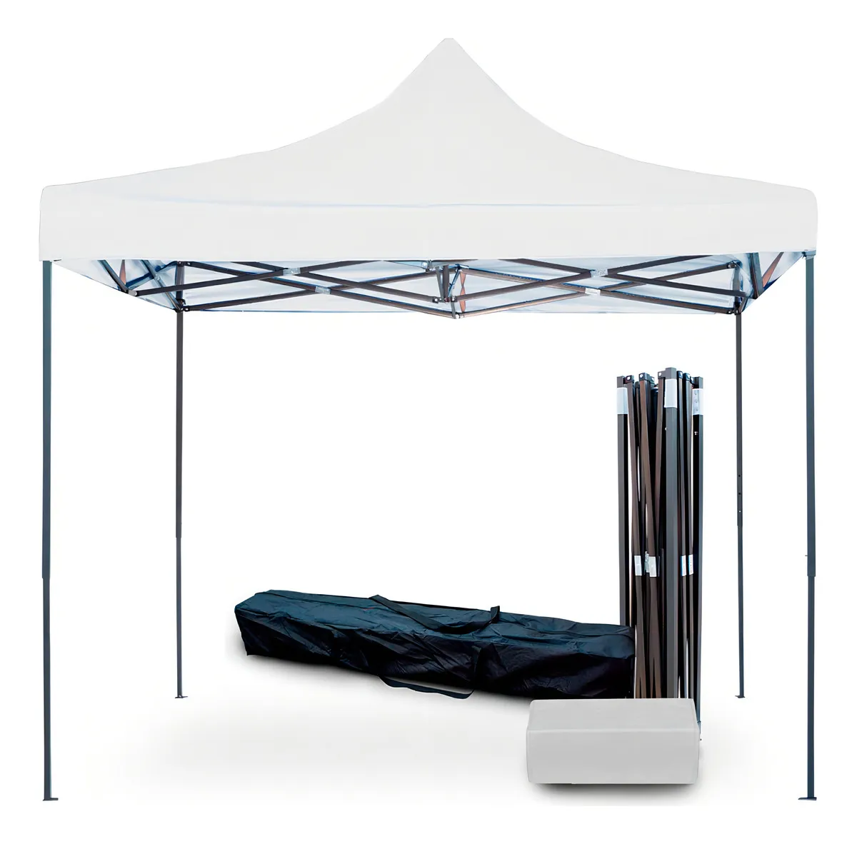 Toldo Carpa Impermeable Plegable Acero 2x2 M Blanco + Bolsa Color Negro
