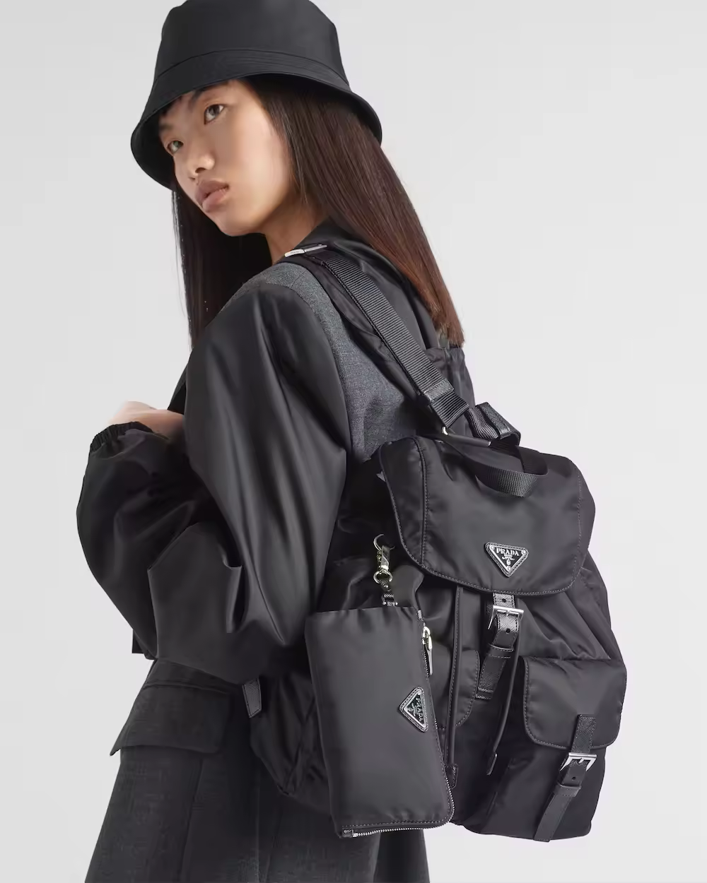 Re-Nylon medium backpack with pouch