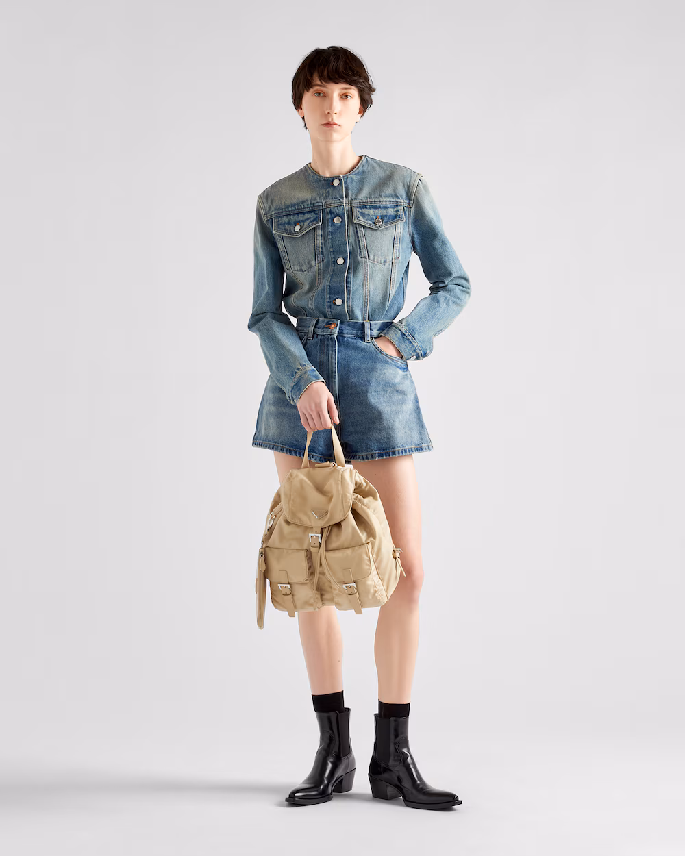 Re-Nylon medium backpack with pouch