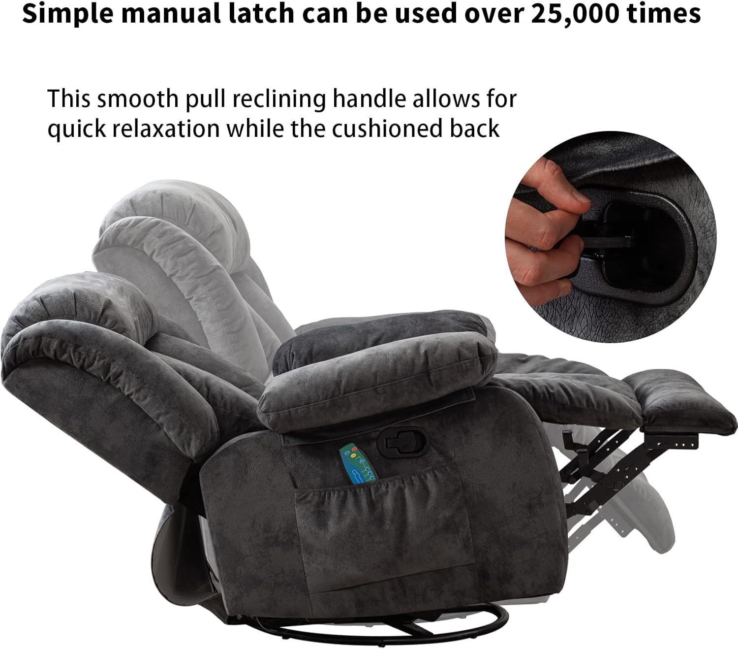 CANTHTMOV Massage Swivel Rocker Recliner Chair with Heat and Vibration, 360 Degree Swivel Manual Recliners Antiskid Fabric Single Sofa Heavy Duty Reclining Chair for Living Room, Light Brown