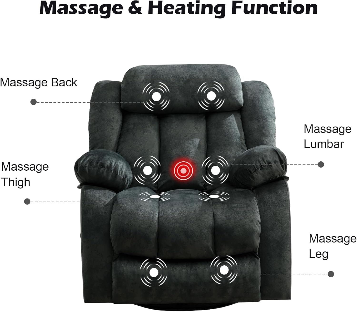 CANTHTMOV Massage Swivel Rocker Recliner Chair with Heat and Vibration, 360 Degree Swivel Manual Recliners Antiskid Fabric Single Sofa Heavy Duty Reclining Chair for Living Room, Light Brown