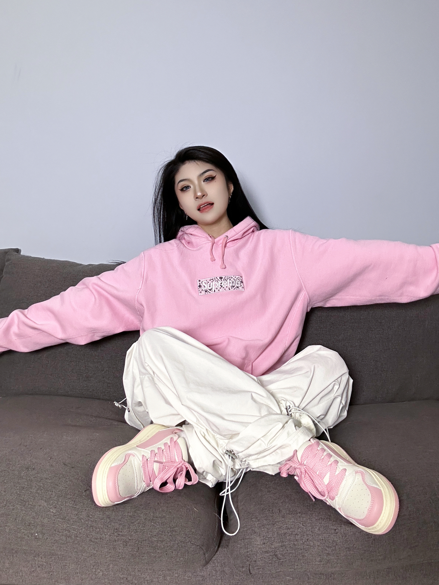 Supreme 19FW Bandana Box Logo Hooded Sweatshirt