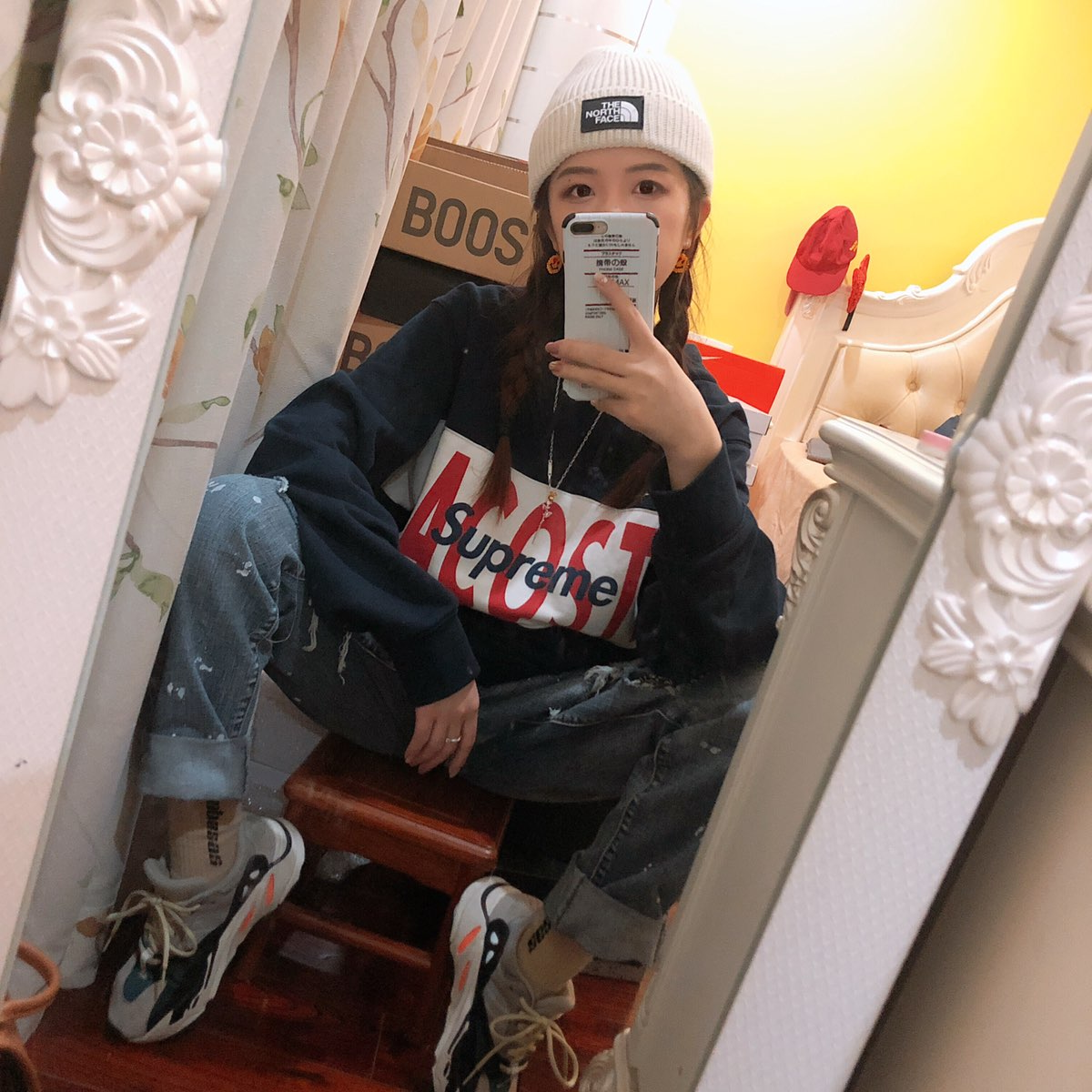 Supreme®/LACOSTE 19FW Logo Panel Hooded Sweatshirt