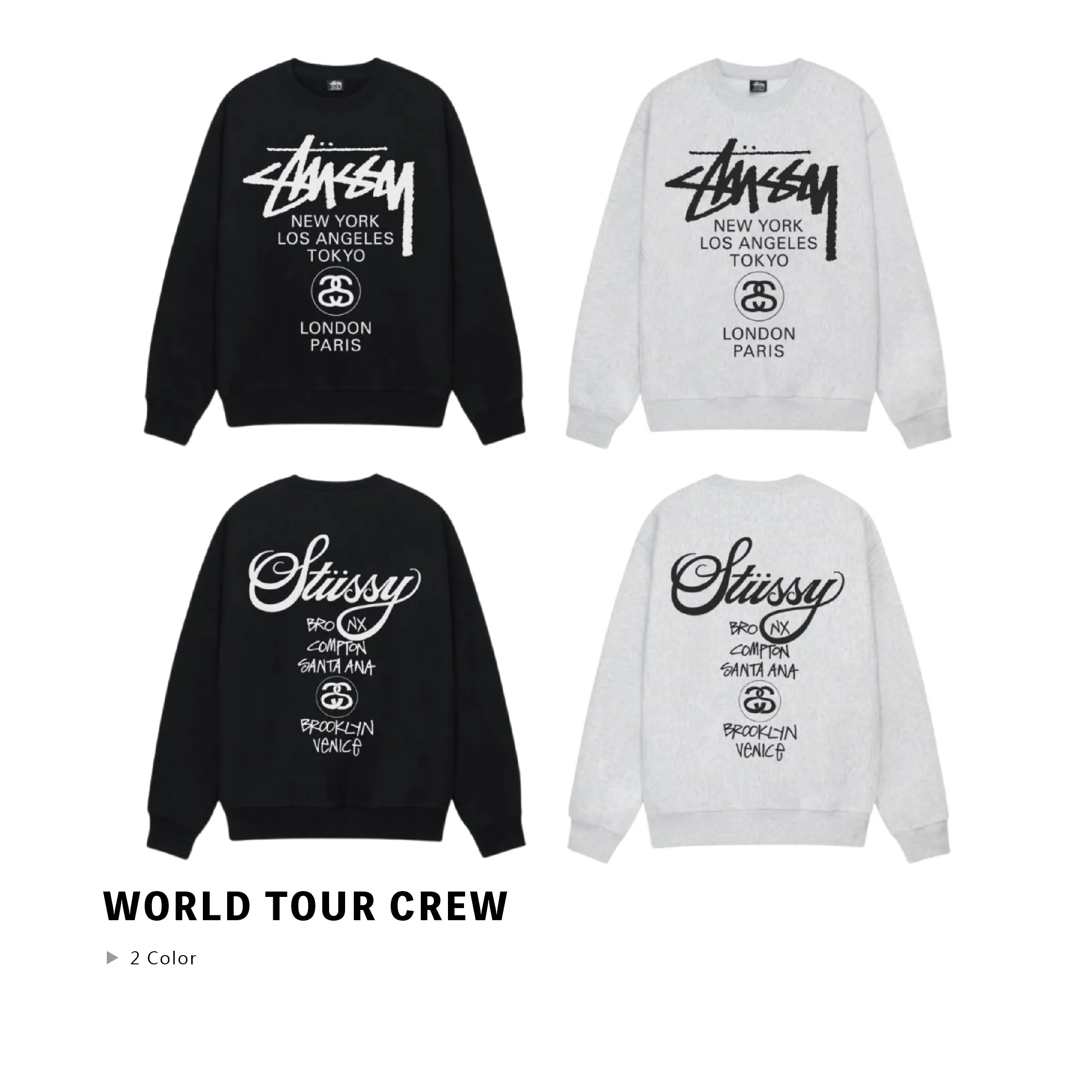 Stussy 25FW WORLD TOUR CREW Crewneck Sweatshirt