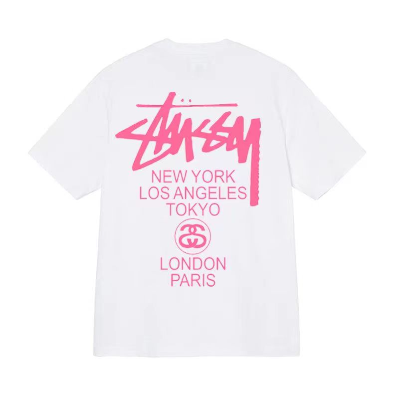 STUSSY pink print series T-shirt
