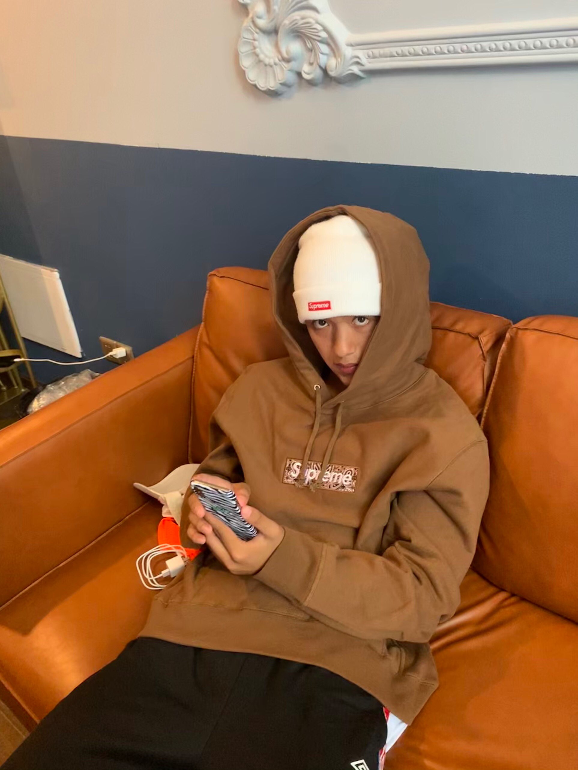 Supreme 19FW Bandana Box Logo Hooded Sweatshirt