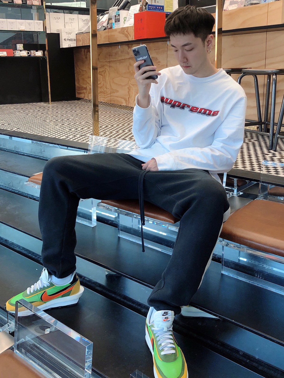 Supreme 19FW Chrome Logo L/S Top