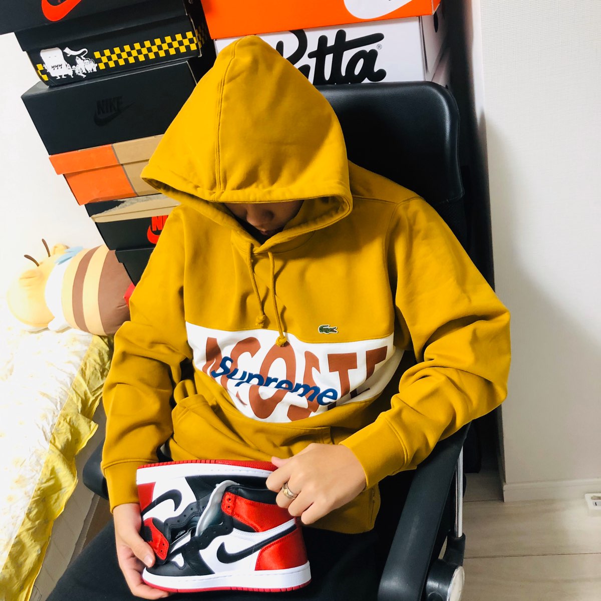 Supreme®/LACOSTE 19FW Logo Panel Hooded Sweatshirt