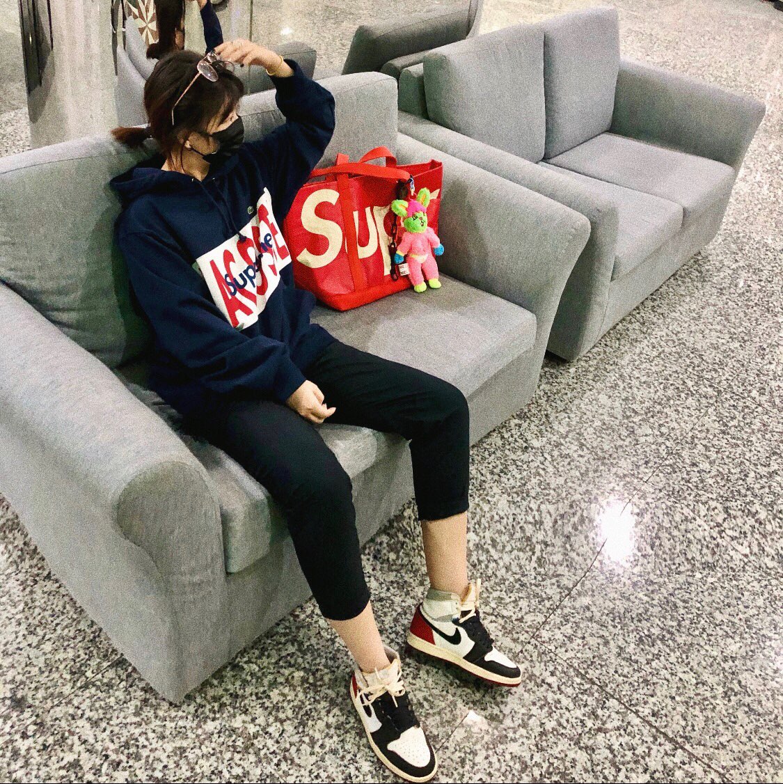 Supreme®/LACOSTE 19FW Logo Panel Hooded Sweatshirt