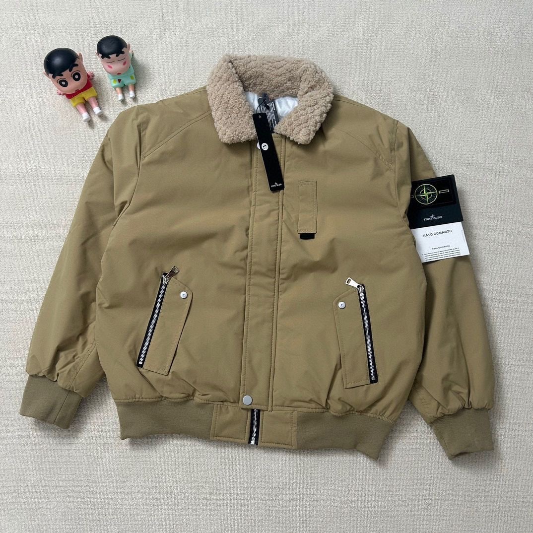 STONE ISDREY公式旗艦店：ラムウールの襟付きワークウェアジャケット、厚手、保温性、防寒性、ユニセックス