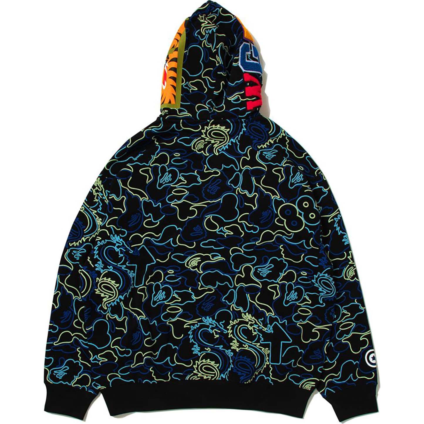 BAPE X 88RISING GLOW IN THE DARK CAMO SHARK FULL ZIP HOODIE