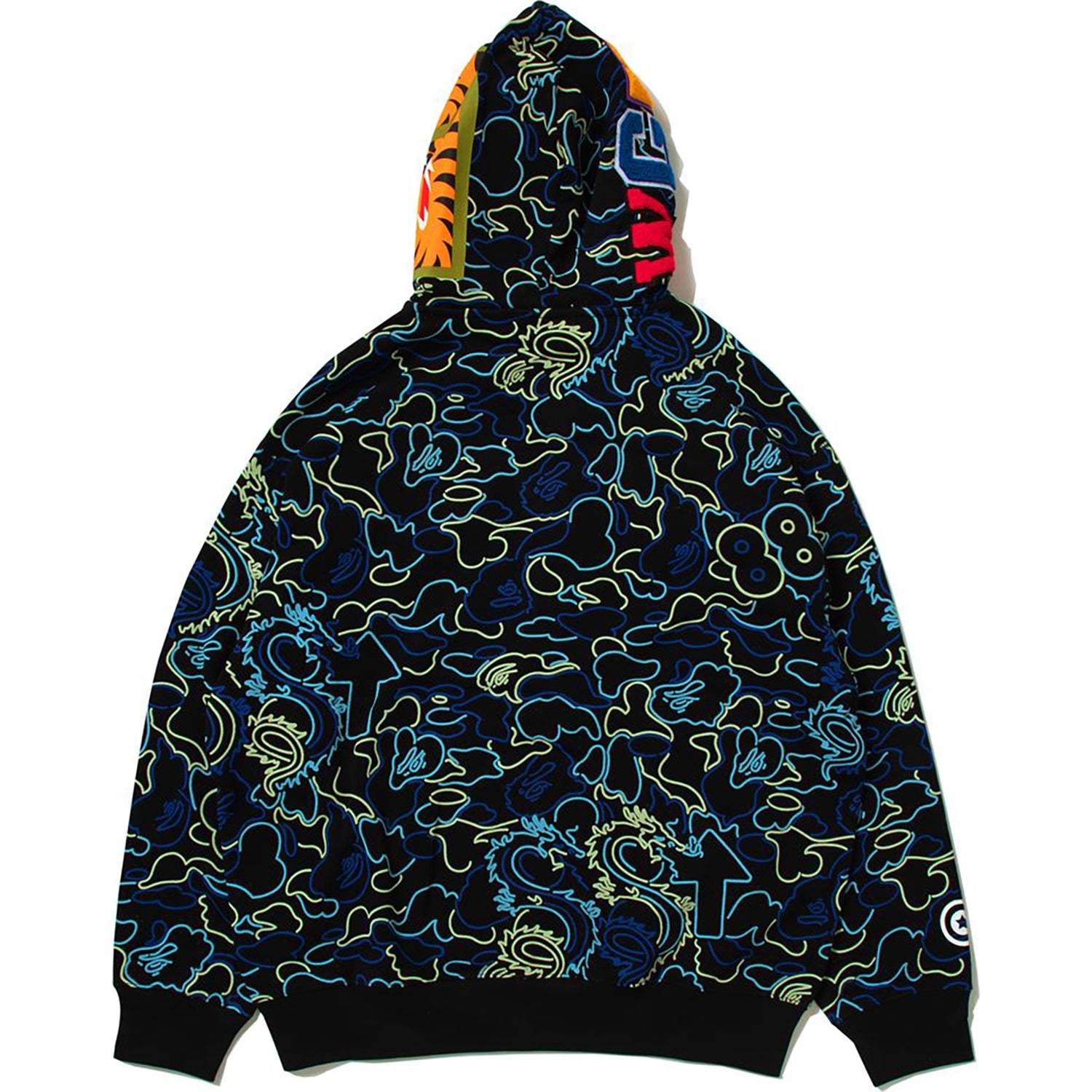BAPE X 88RISING GLOW IN THE DARK CAMO SHARK FULL ZIP HOODIE