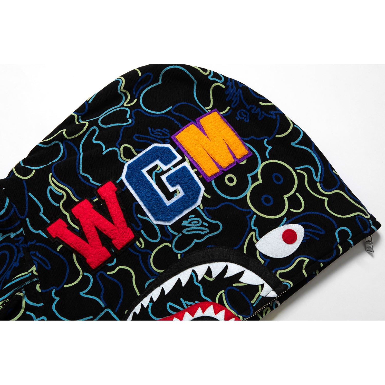 BAPE X 88RISING GLOW IN THE DARK CAMO SHARK FULL ZIP HOODIE