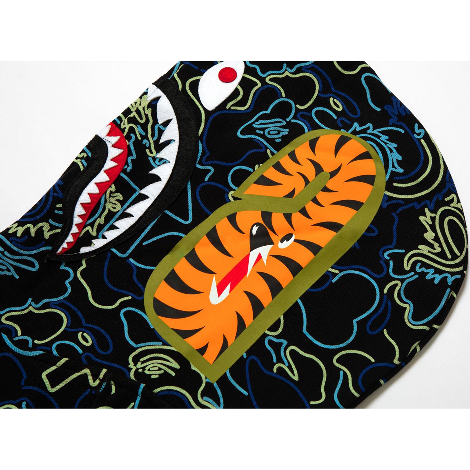 BAPE X 88RISING GLOW IN THE DARK CAMO SHARK FULL ZIP HOODIE