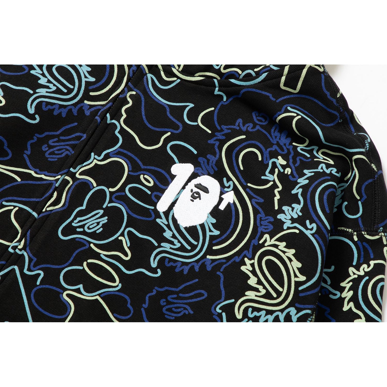 BAPE X 88RISING GLOW IN THE DARK CAMO SHARK FULL ZIP HOODIE